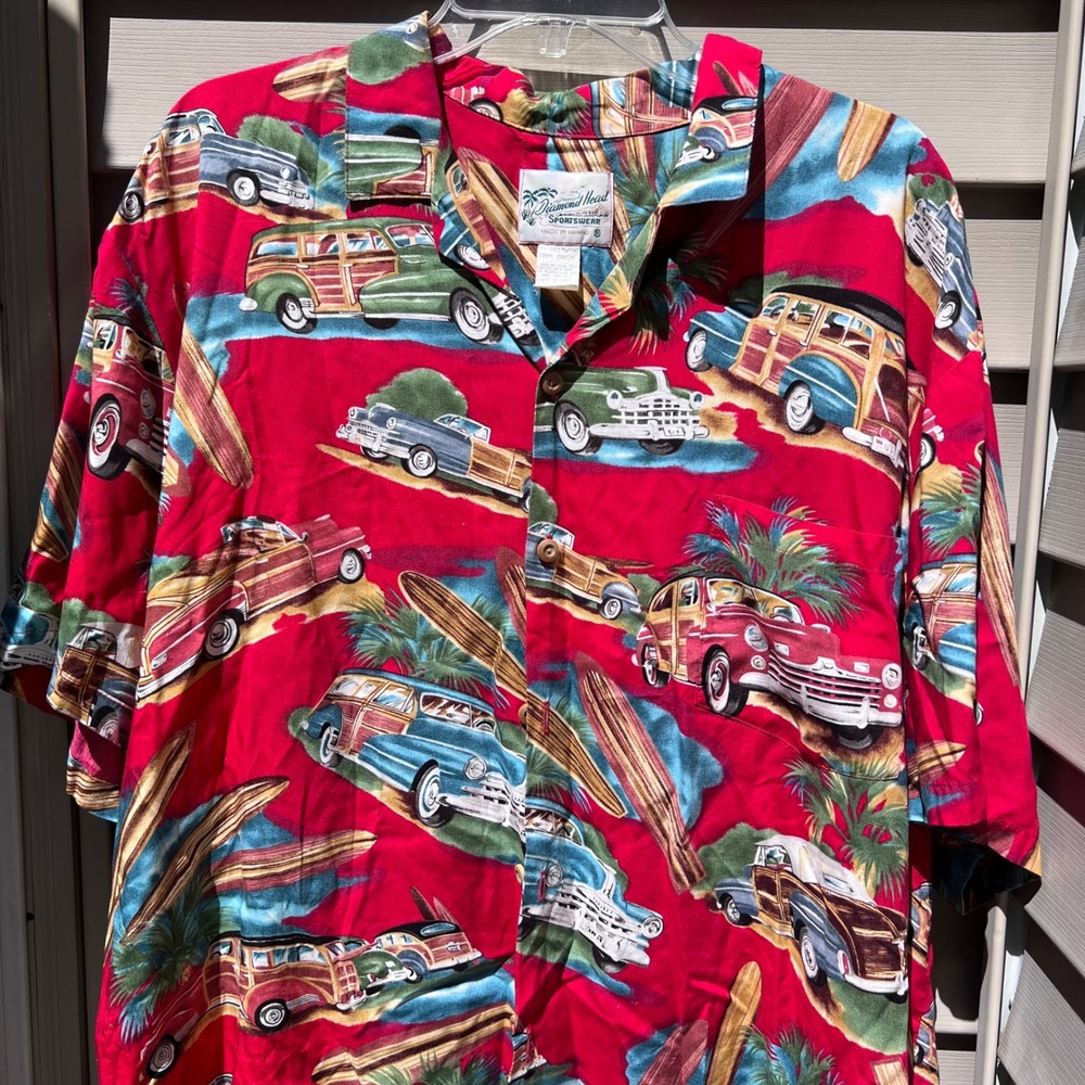 VTG Diamond Head Sportswear Hawaiian Shirt Woodie Surfboard "True Retro" 80-90's